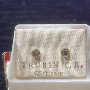 NWT Small Baby/Kid 18K Gold with Zirconia Stone Earrings Stud from Venezuela